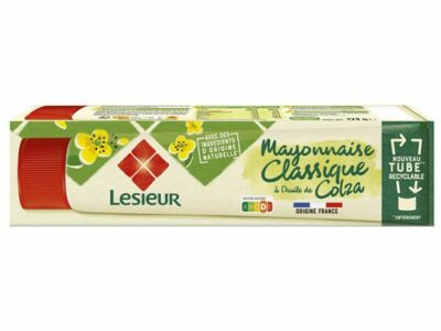 Un tube recyclable pour la mayonnaise Lesieur.